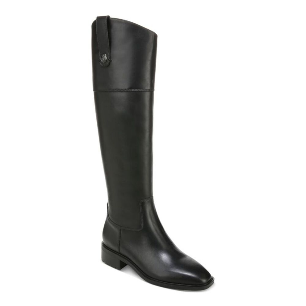 NWT SAM EDELMAN Womens Black Button Drina Almond Leather Riding Boot 8 M